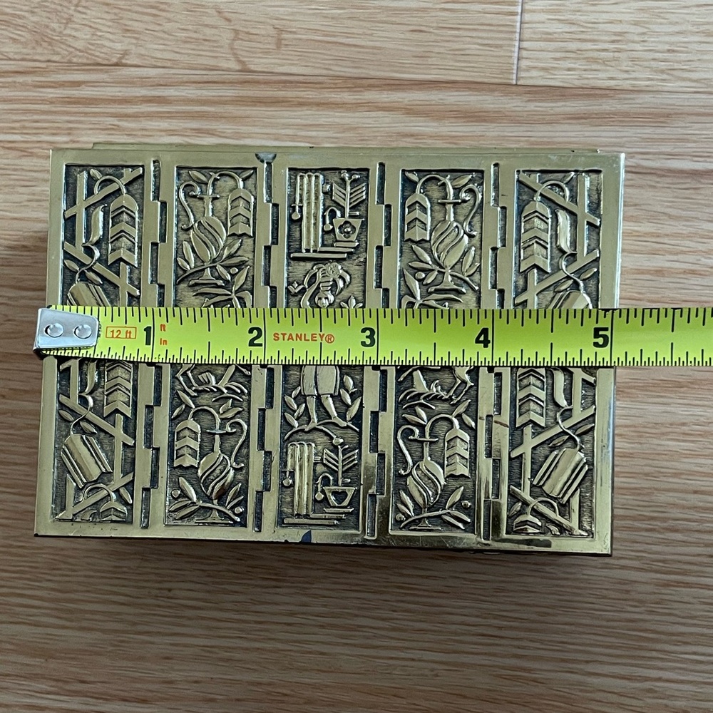 ✨ vintage brass and wood cigarette box trinket box art deco antique - Picture 4 of 15